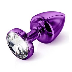 Анальна пробка Diogol ANNI round purple 35мм, з кристалом Swarovsky, Фіолетовий