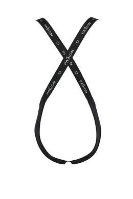 Мужское открытое боди Passion Bruno XXL/XXXL, под латекс, черное, на лямках