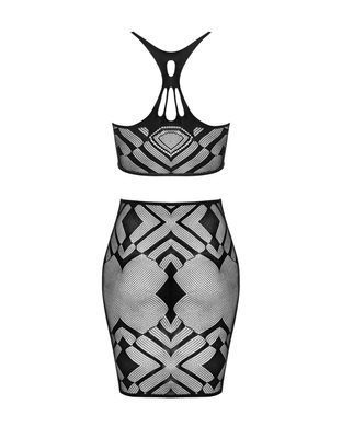 Еротичний напівпрозорий комплект Obsessive K101 top & skirt S/M/L, топ, спідниця