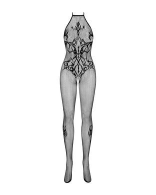 Бодистокинг Obsessive Bodystocking G308 S/M/L, халтер, декор в виде татуировки