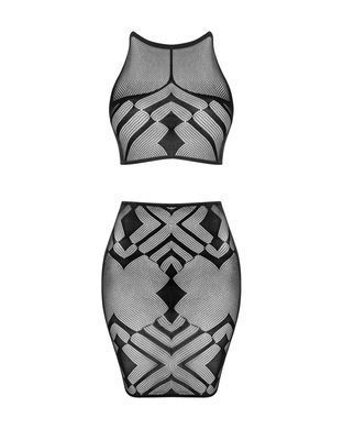 Еротичний напівпрозорий комплект Obsessive K101 top & skirt S/M/L, топ, спідниця
