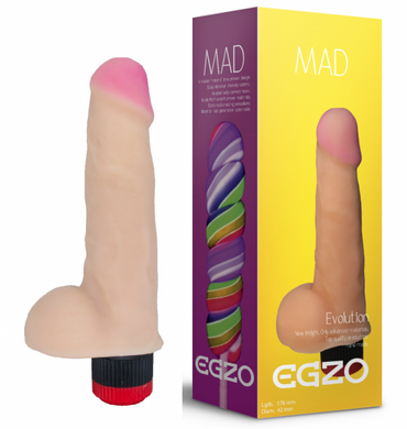 Вібратор реалістичний із мошонкою EGZO MAD Ciberskin Vigorous Lover на батарейках