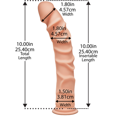 Фаллоимитатор Doc Johnson The D - Ragin D - 10 Inch Without Balls - ULTRASKYN, диаметр 3,8см, Телесный