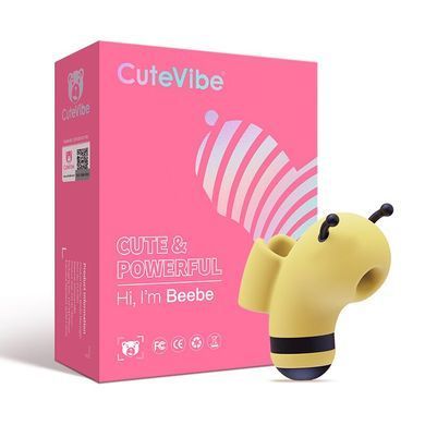 Вакуумный стимулятор с микротоками CuteVibe Beebe Yellow, на палец