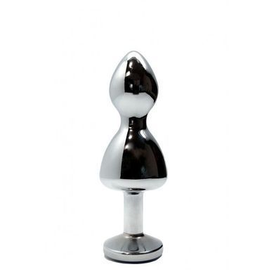 Металлическая анальна пробка Wooomy Lollypop Double Ball Metal Plug Blue S, диаметр 2,8 см, длина 8,