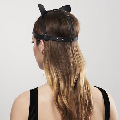 Маска кішечки Bijoux Indiscrets MAZE - Cat Ears Headpiece Black, екошкіра, Черный