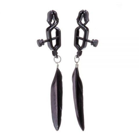 Затискачі на соски Nipple play прищіпки пір'ячко Black