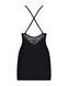 Сатиновый комплект для сна с кружевом Obsessive 828-CHE-1 chemise & thong L/XL, черный, сорочка, стр