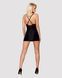 Сатиновый комплект для сна с кружевом Obsessive 828-CHE-1 chemise & thong L/XL, черный, сорочка, стр