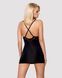 Сатиновый комплект для сна с кружевом Obsessive 828-CHE-1 chemise & thong L/XL, черный, сорочка, стр