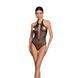 Бодістокінг з декольте Passion BS088 black, імітація корсетної шнурівки