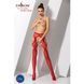 Эротические колготки-бодистокинг Passion S023 red, имитация чулок с секси ромбами и пояском, Красный