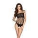 Бодістокінг Passion BS035 black, боді, імітація топа і трусиків, Черный