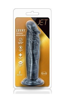 Фаллоимитатор реалистичный Blush Jet Ebony с присоской, черного цвета, 16.5 см