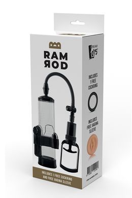 Вакуумна помпа для пеніса з вібрацією Dream Toys Ramrod з ерекційним кільцем та реалістичною насадкою