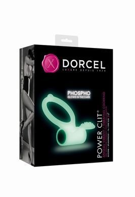 Эрекционное кольцо Dorcel Power Clit White PHOSPHO с вибрацией, белое, светится в темноте, Белый (светится в темноте)