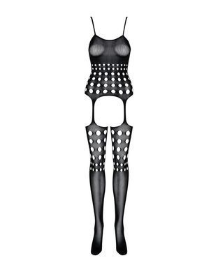 Бодистокинг Obsessive Bodystocking G310 S/M/L, топ, чулки, подвязках, круглые вырезы