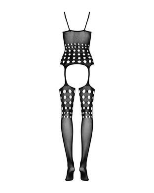 Бодистокинг Obsessive Bodystocking G310 S/M/L, топ, чулки, подвязках, круглые вырезы