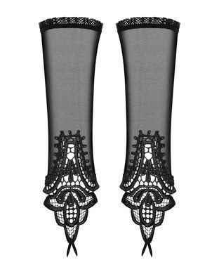 Сетчатые митенки с кружевом Obsessive Luiza mittens One size, черные