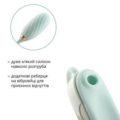 Вакуумный клиторальный стимулятор Otouch Louis Vibrate Teal с виброяйцем в кейсе