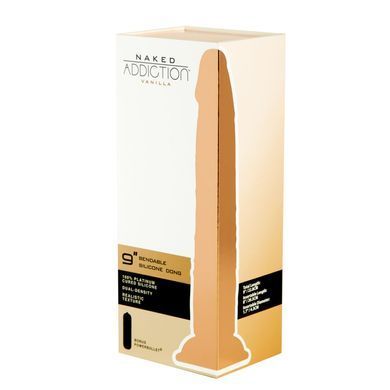 Фаллоимитатор Naked Addiction - 9&Prime; Silicone Dual Density Bendable Dildo Vanilla, виброшар в подарке