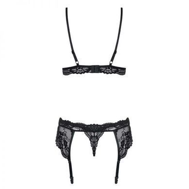 Комплект з поясом для панчох Obsessive 810-SEG-1 3 шт set black L/XL