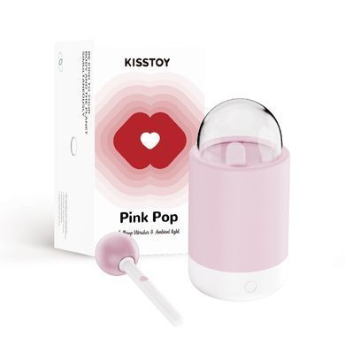 Вибратор-конфета на палочке KISSTOY Pink Pop, зарядный кейс-ночник, 10 режимов вибрации