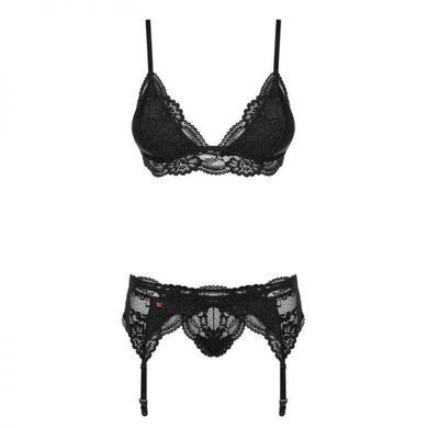 Комплект з поясом для панчох Obsessive 810-SEG-1 3 шт set black L/XL