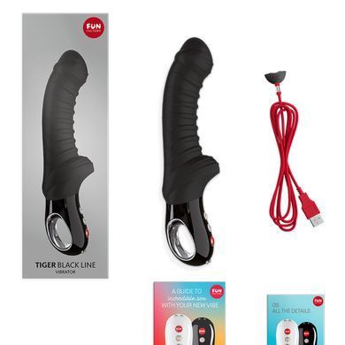 Вибратор для точки G Fun Factory TIGER black, ребристый, подходит для анальной стимуляции.
