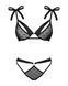 Полупрозрачный эротический комплект Obsessive Obsessivia 2pcs set black S/M, бюстгальтер и трусики,