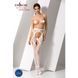 Эротические колготки-бодистокинг Passion S023 white, имитация чулок с секси ромбами и пояском, Белый