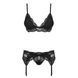 Комплект з поясом для панчох Obsessive 810-SEG-1 3 шт set black L/XL