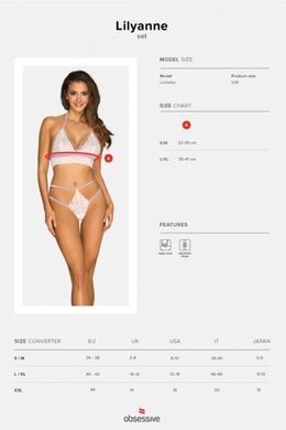 Эротичный комплект кружевной Obsessive Lilyanne 2-pcs set white S/M