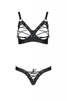 Eco -Leather Set Celine Bikini 6xl/7xl - Пристрасть: Відкриті бра з стрічками, ремінці з шнурками