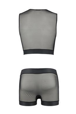 Комплект мужского белья на шнуровке Passion Set William XXL/XXXL, черный, жилет, боксеры