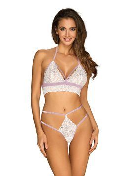 Эротичный комплект кружевной Obsessive Lilyanne 2-pcs set white S/M