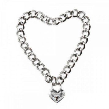 Нашийник із замком у вигляді серця DS Fetish Heart, Silver