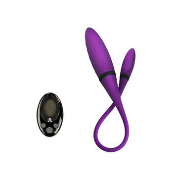 Вибратор двусторонний Adrien Lastic AD-2 с пультом LRS, Фиолетовый