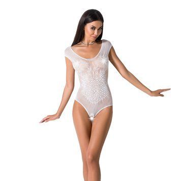 Бодистокинг Passion BS064 white, боди, закрытое плечо, Білий