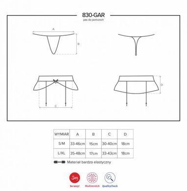 Пояс для панчіх чорний Obsessive 830-GAR-1 garter belt S / M