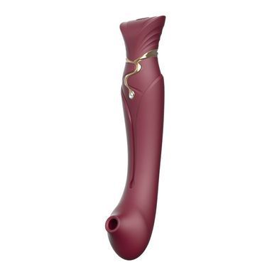 Смартвібратор 3в1 Zalo &mdash; Queen Wine Red, пульсівна перлина та вакуум, кристал Swarovski