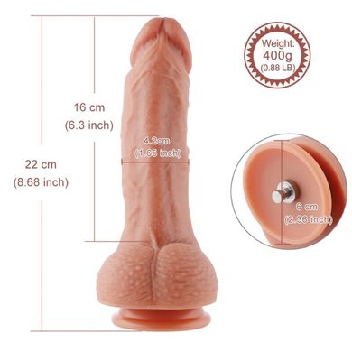 Ультрареалистичный фаллоимитатор для секс-машин Hismith 8.3″ 2-layers Silicone Flesh Dildo,2-слойный