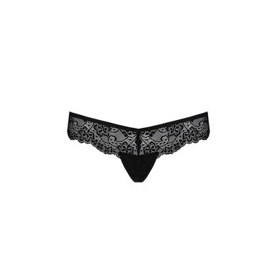 Кружевные трусики-танга с атласным бантиком Naja Thong black L/XL - Passion, Черный