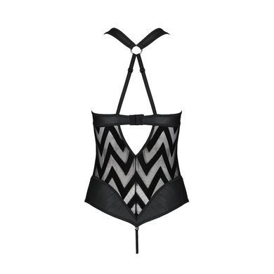 Сетчатый боди с халтером и ритмичным рисунком Hima Body black S/M - Passion, Черный
