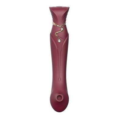 Смартвібратор 3в1 Zalo &mdash; Queen Wine Red, пульсівна перлина та вакуум, кристал Swarovski