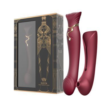 Смартвібратор 3в1 Zalo &mdash; Queen Wine Red, пульсівна перлина та вакуум, кристал Swarovski