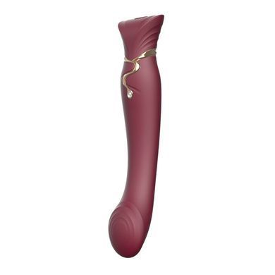 Смартвібратор 3в1 Zalo &mdash; Queen Wine Red, пульсівна перлина та вакуум, кристал Swarovski