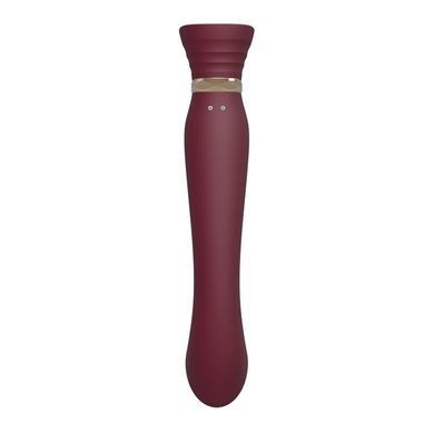 Смартвібратор 3в1 Zalo &mdash; Queen Wine Red, пульсівна перлина та вакуум, кристал Swarovski