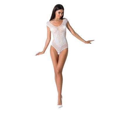 Бодистокинг Passion BS064 white, боди, закрытое плечо, Білий