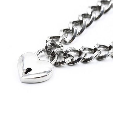 Нашийник із замком у вигляді серця DS Fetish Heart, Silver